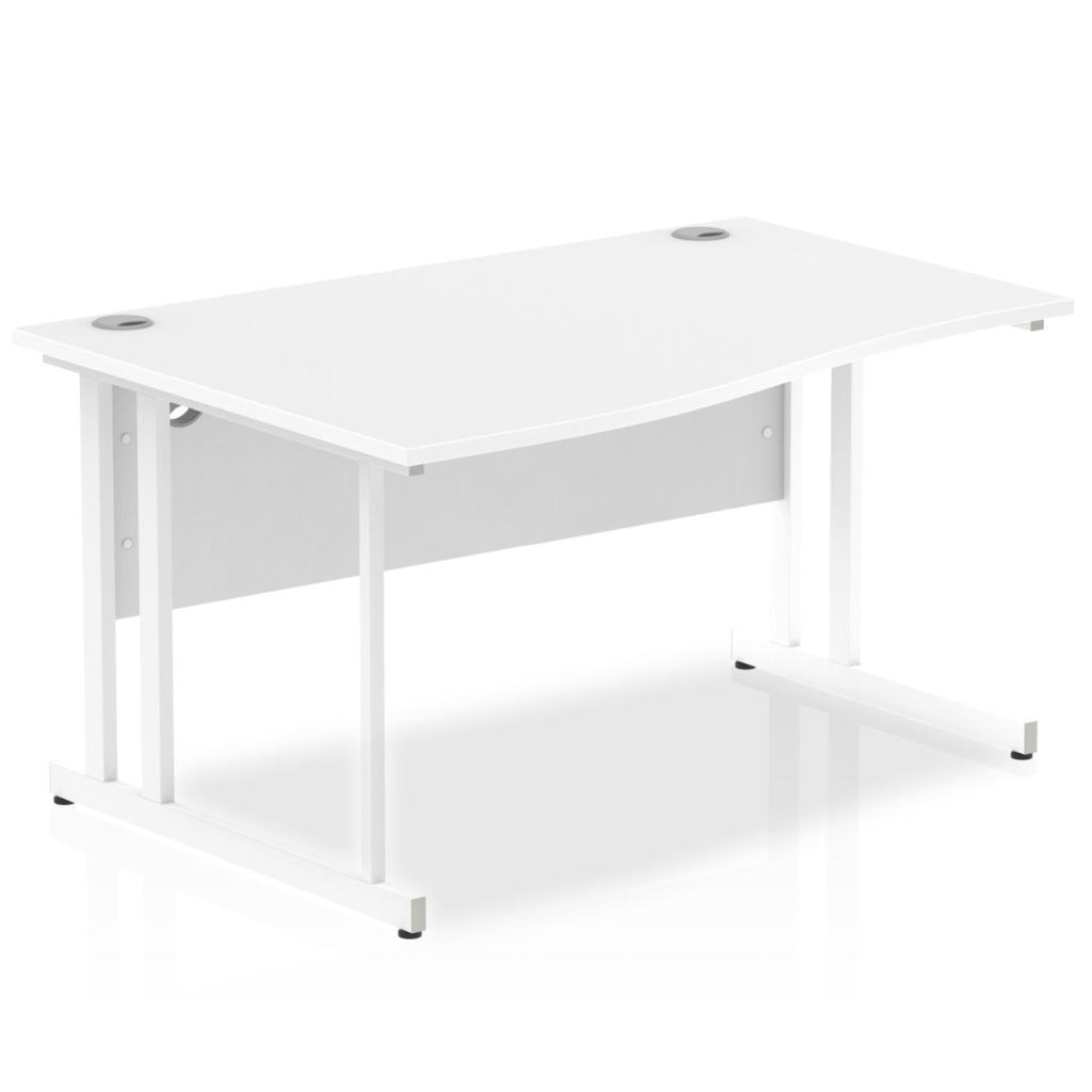 Impulse Wave Desk White Top White Cantilever Leg